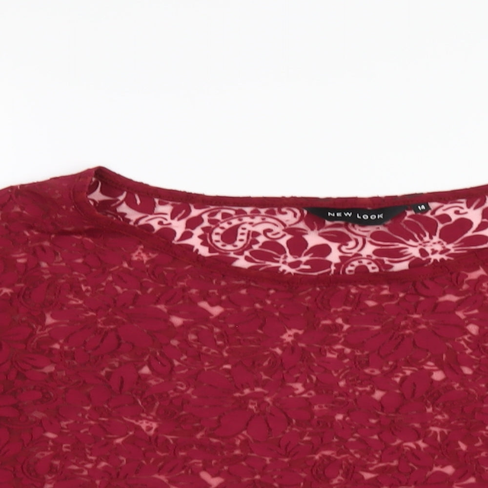 Womens UK Size 14 New Look Red Basic T-Shirt