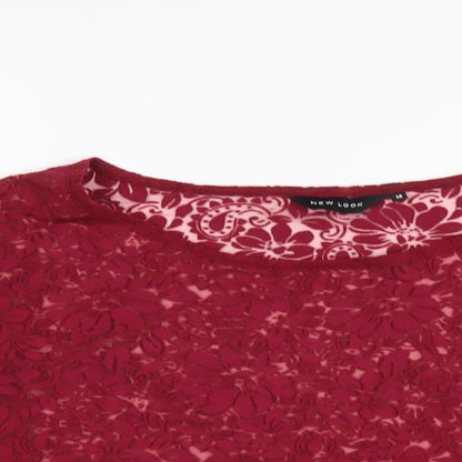 Womens UK Size 14 New Look Red Basic T-Shirt