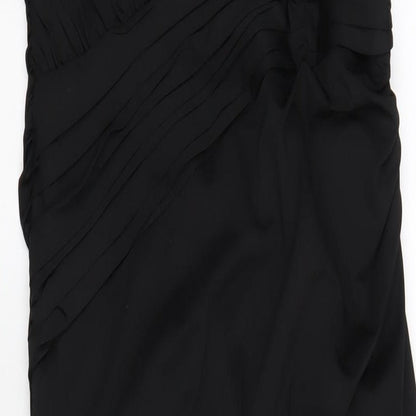 Quiz Womens Black Polyester Maxi Size 16 One Shoulder Zip