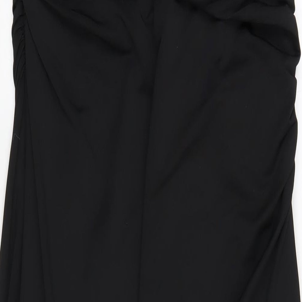 Quiz Womens Black Polyester Maxi Size 16 One Shoulder Zip