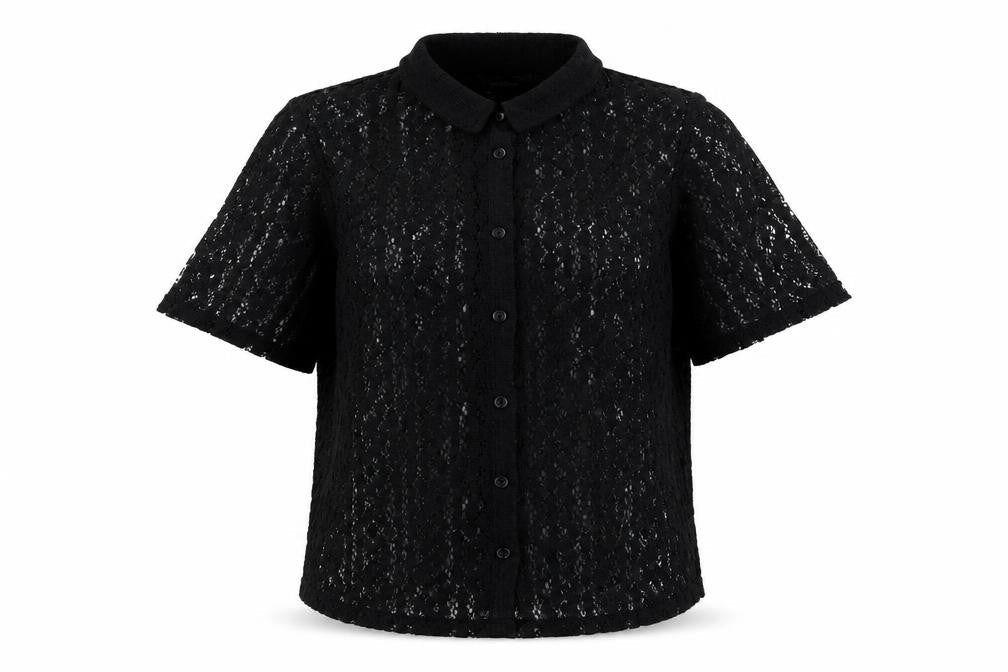 Womens UK Size 10 Golddigga Black Basic Button-Up