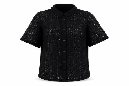Womens UK Size 10 Golddigga Black Basic Button-Up
