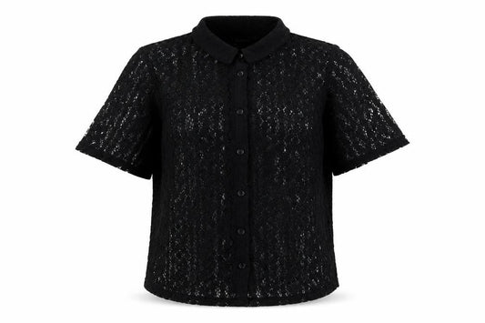 Womens UK Size 10 Golddigga Black Basic Button-Up