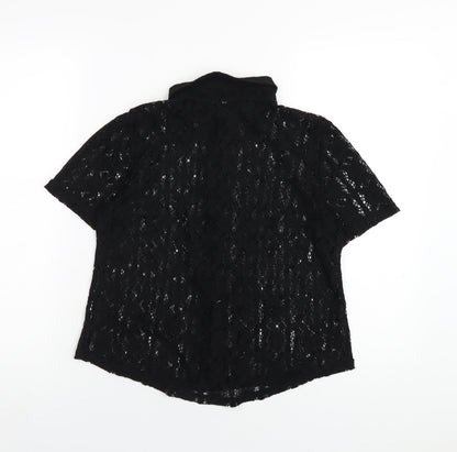 Womens UK Size 10 Golddigga Black Basic Button-Up