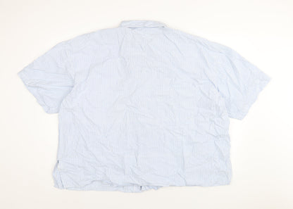 essence Womens Blue Striped Cotton Basic Button-Up Size 30 Collared