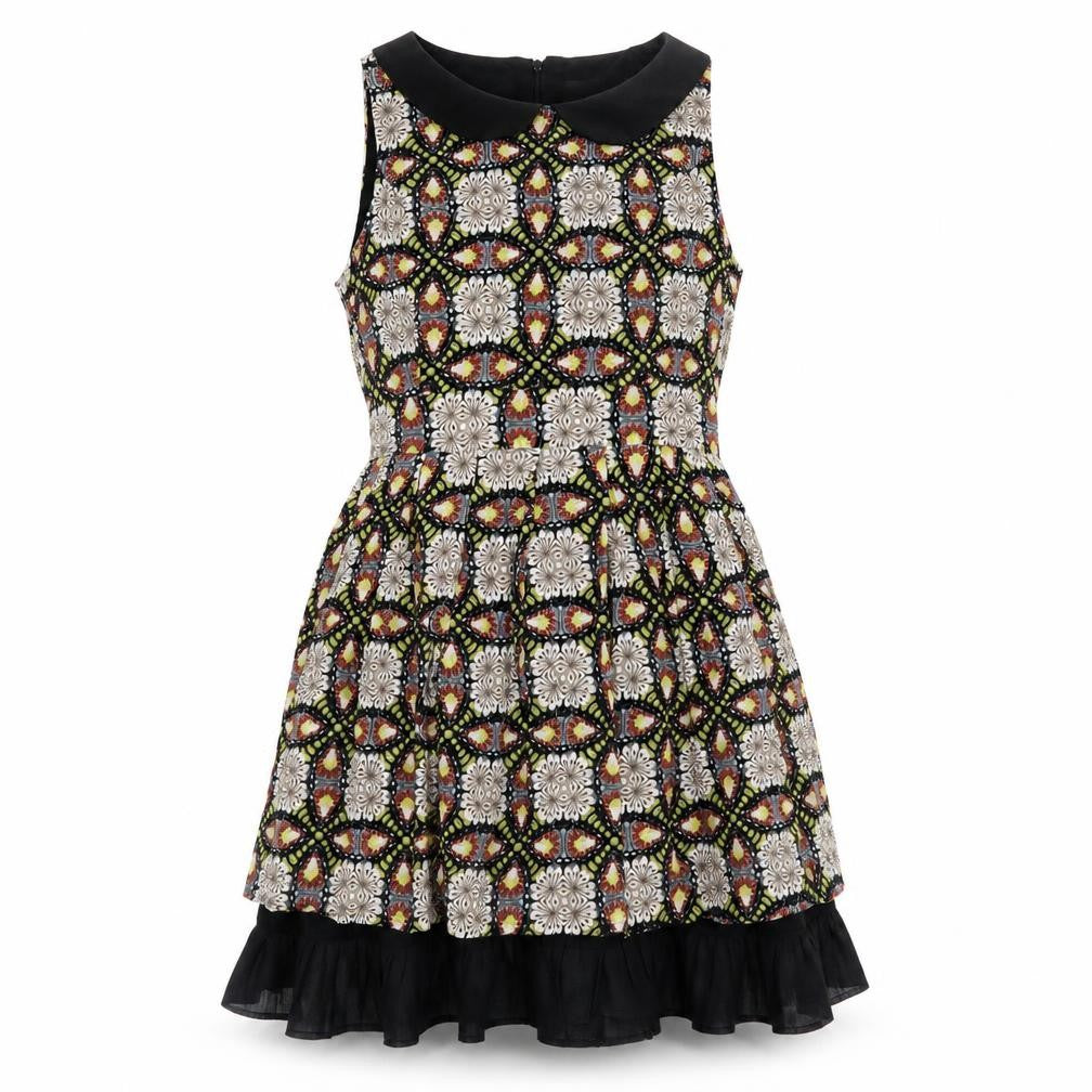 Yumi Womens Multicoloured Geometric Polyester A-Line Size 12 Round Neck Zip