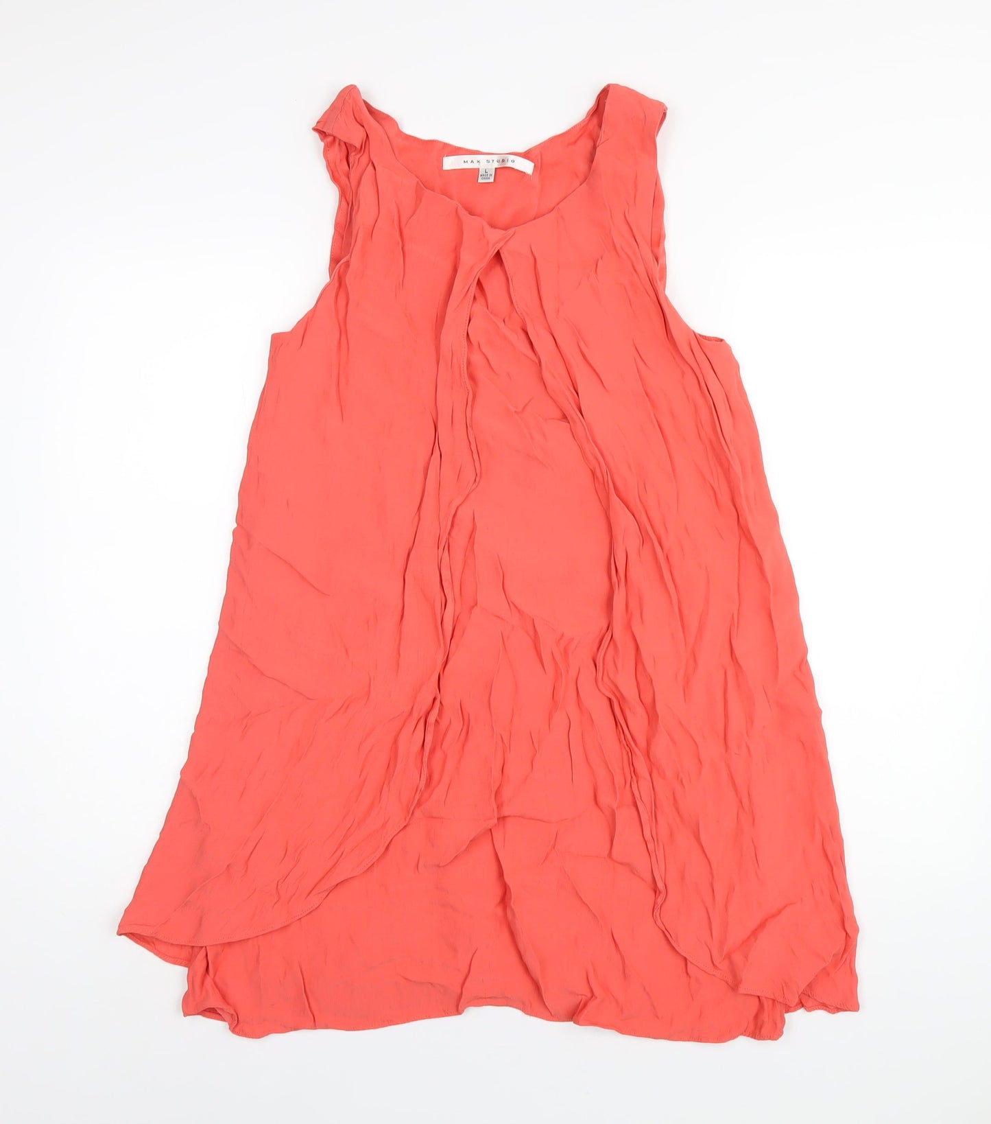 Max Studio Womens Orange Viscose Tank Dress Size L Scoop Neck Pullover