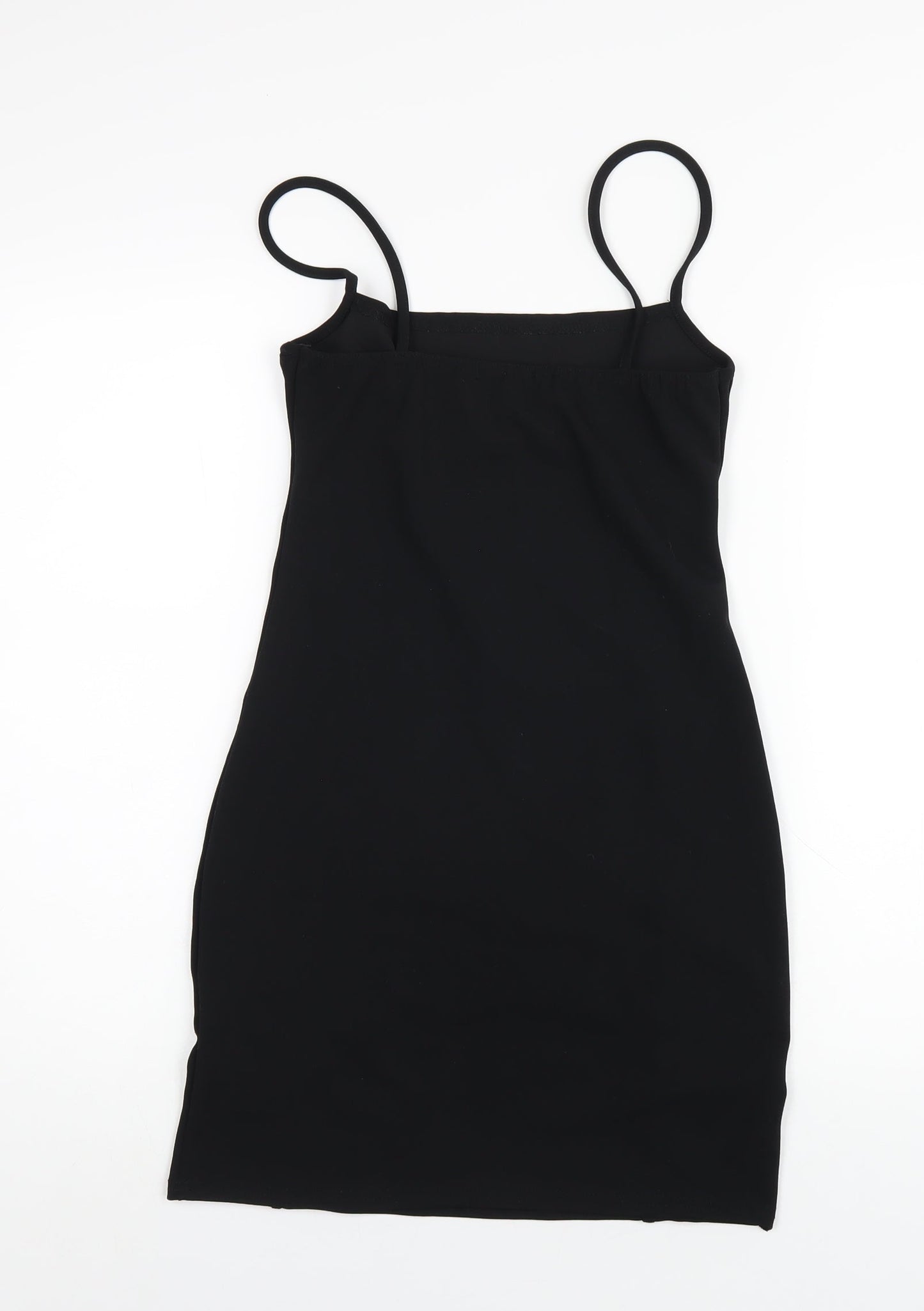 PRETTYLITTLETHING Womens Black Polyester Bodycon Size 10 Square Neck Pullover