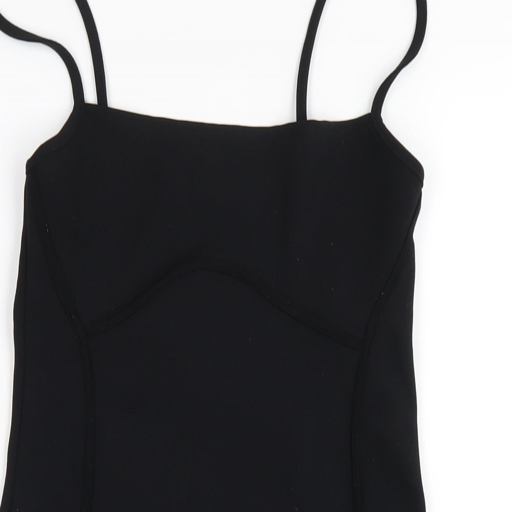 PRETTYLITTLETHING Womens Black Polyester Bodycon Size 10 Square Neck Pullover