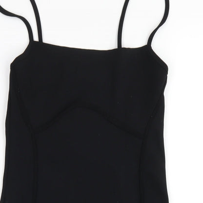 PRETTYLITTLETHING Womens Black Polyester Bodycon Size 10 Square Neck Pullover