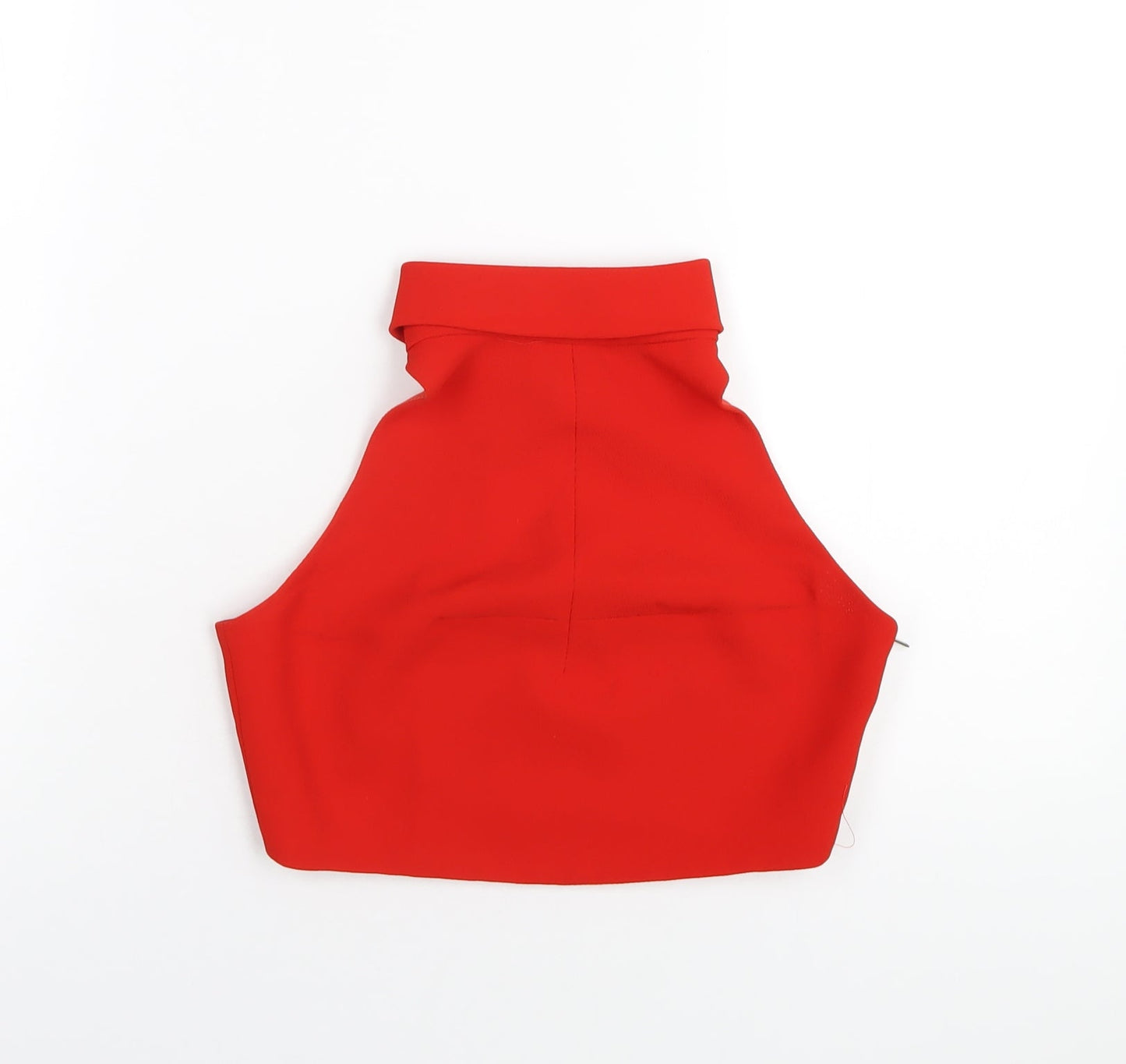 Womens UK Size 10 Topshop Red Cropped T-Shirt