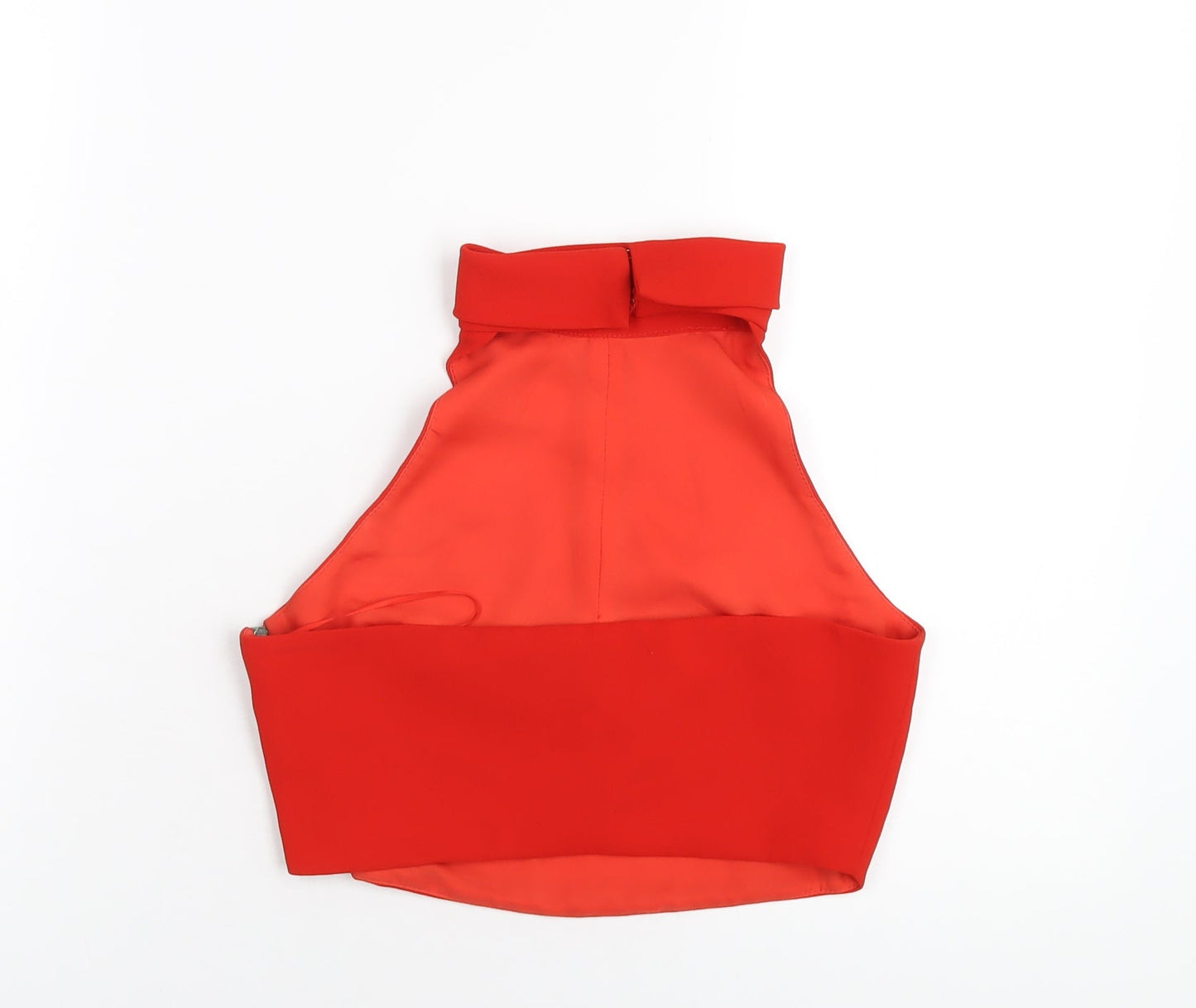 Womens UK Size 10 Topshop Red Cropped T-Shirt