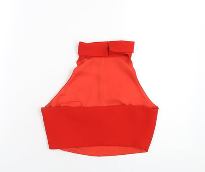 Womens UK Size 10 Topshop Red Cropped T-Shirt