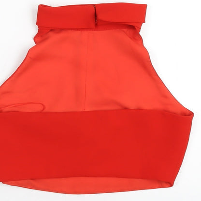 Womens UK Size 10 Topshop Red Cropped T-Shirt