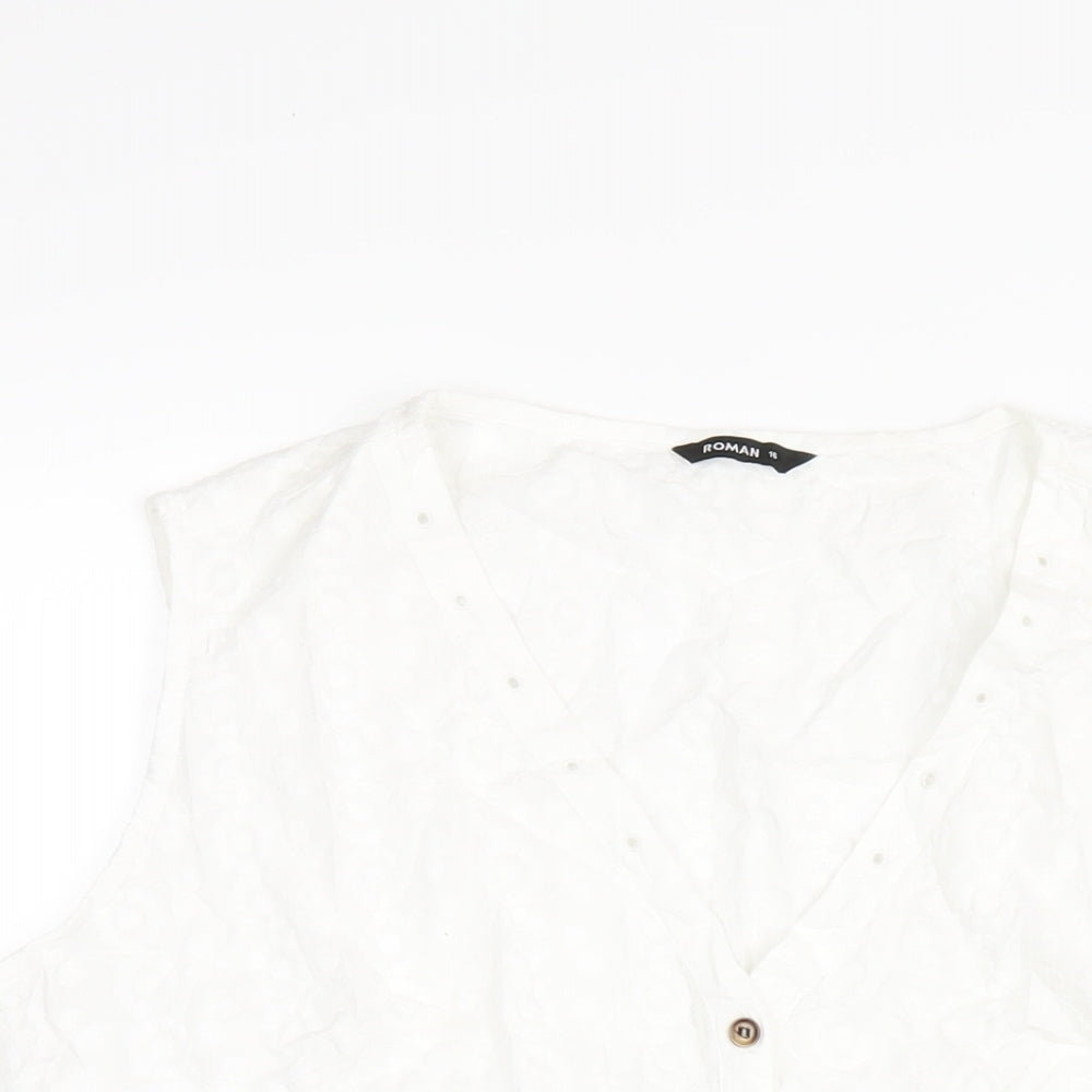 Womens UK Size 16 Roman White Basic T-Shirt