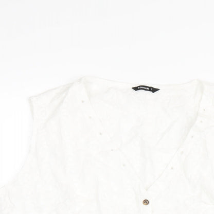 Womens UK Size 16 Roman White Basic T-Shirt