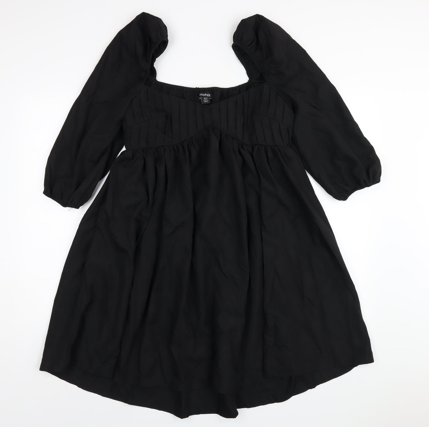 Boohoo Womens Black Polyester A-Line Size 12 Scoop Neck Zip