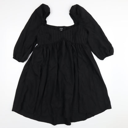 Boohoo Womens Black Polyester A-Line Size 12 Scoop Neck Zip