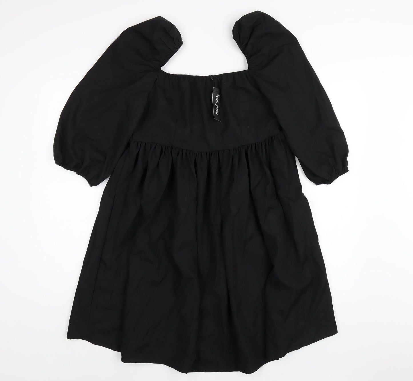 Boohoo Womens Black Polyester A-Line Size 12 Scoop Neck Zip