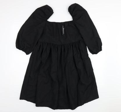 Boohoo Womens Black Polyester A-Line Size 12 Scoop Neck Zip