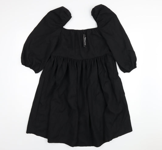 Boohoo Womens Black Polyester A-Line Size 12 Scoop Neck Zip