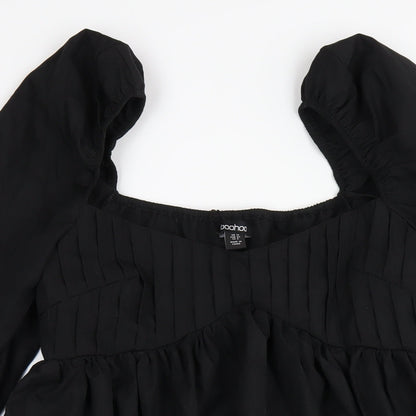 Boohoo Womens Black Polyester A-Line Size 12 Scoop Neck Zip