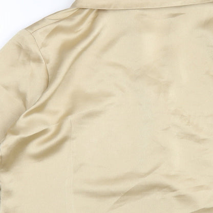 Offshoot Womens Gold Polyester Basic Button-Up Size 12 Collared
