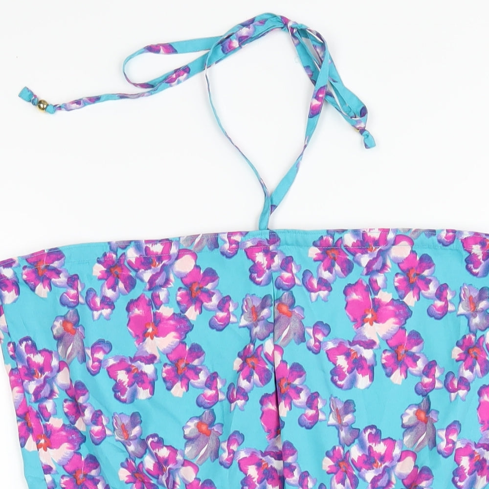 Oasis Womens Blue Floral Polyester Playsuit One-Piece Size S Pullover