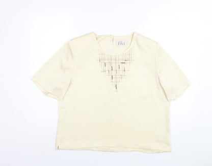 Womens UK Size 16 ELVI Ivory Basic T-Shirt