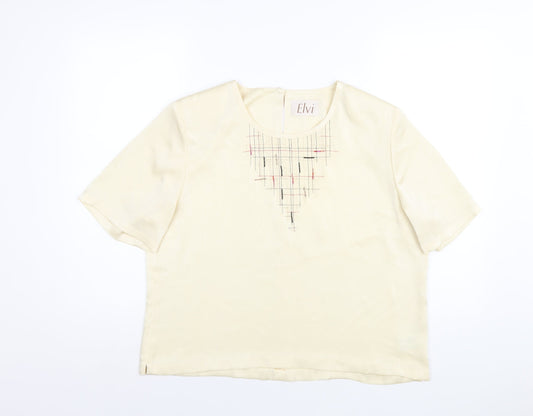 Womens UK Size 16 ELVI Ivory Basic T-Shirt
