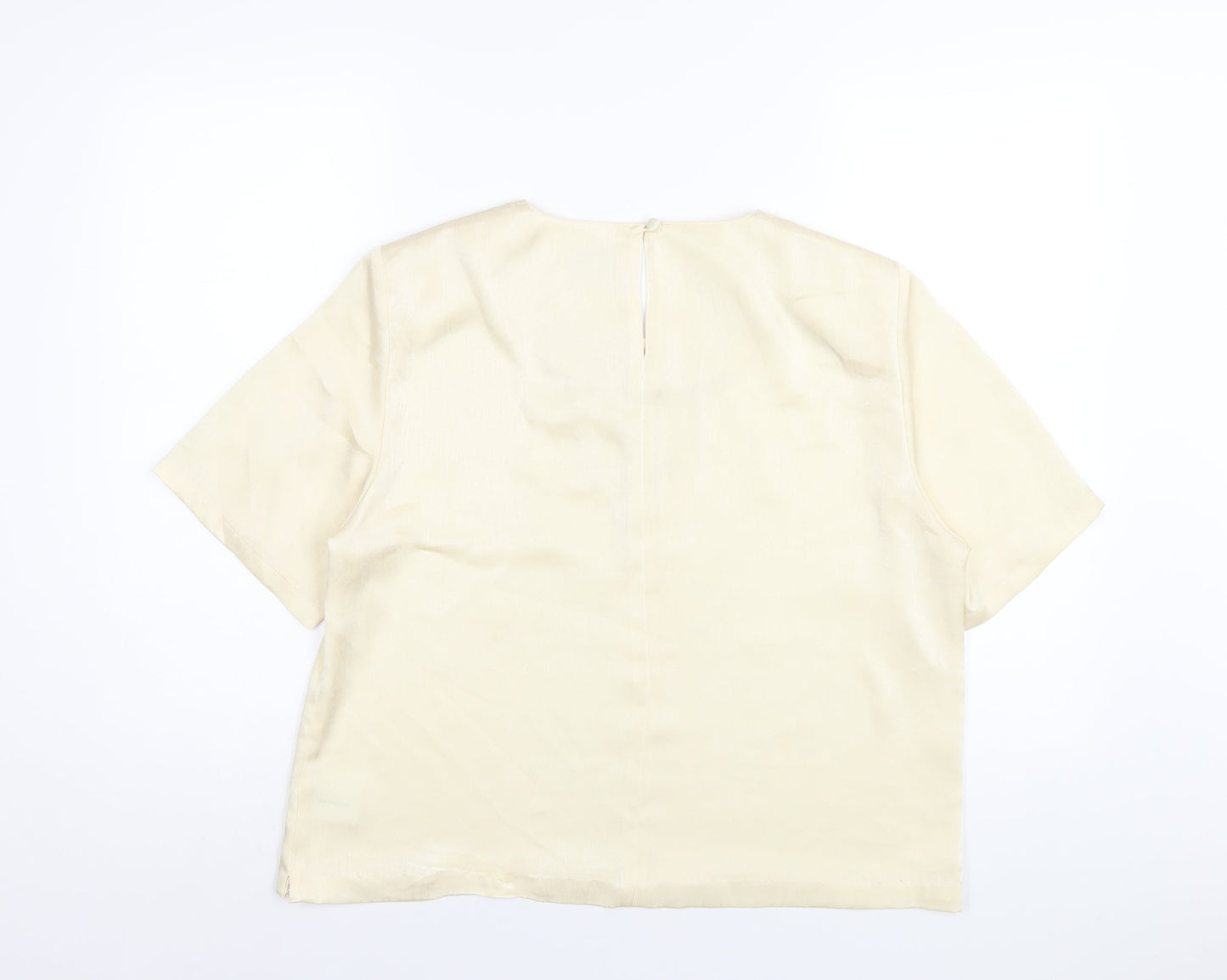 Womens UK Size 16 ELVI Ivory Basic T-Shirt