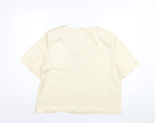 Womens UK Size 16 ELVI Ivory Basic T-Shirt