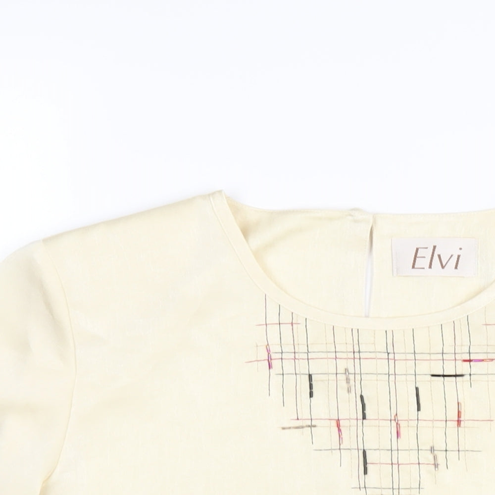 Womens UK Size 16 ELVI Ivory Basic T-Shirt