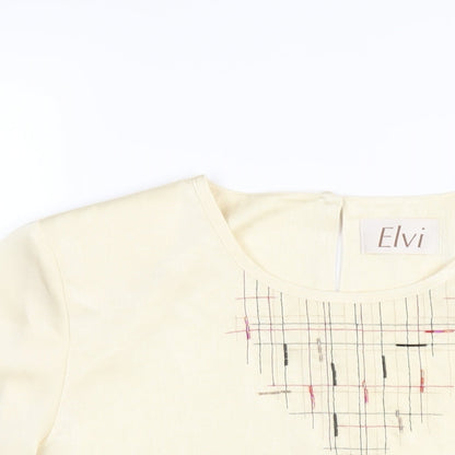 Womens UK Size 16 ELVI Ivory Basic T-Shirt