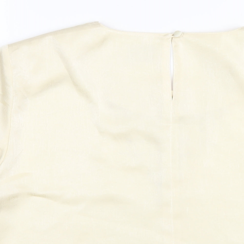 Womens UK Size 16 ELVI Ivory Basic T-Shirt