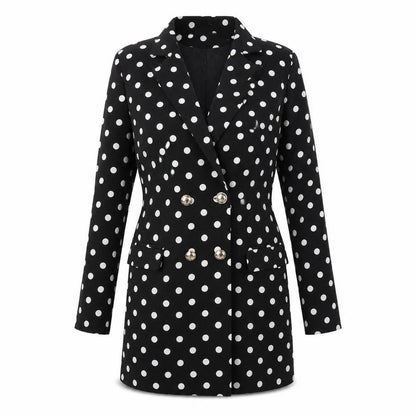 I SAW IT FIRST Womens Black Polka Dot Polyester Jacket Dress Size 6 Collared Button