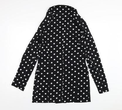 I SAW IT FIRST Womens Black Polka Dot Polyester Jacket Dress Size 6 Collared Button