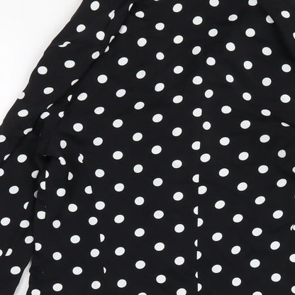 I SAW IT FIRST Womens Black Polka Dot Polyester Jacket Dress Size 6 Collared Button
