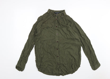 Womens UK Size 14 Topshop Green Basic Button-Up