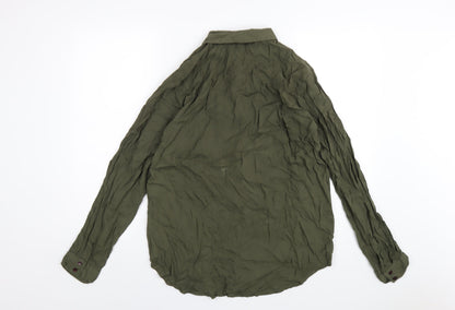Womens UK Size 14 Topshop Green Basic Button-Up