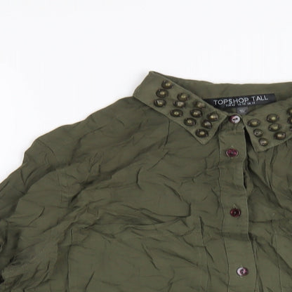Womens UK Size 14 Topshop Green Basic Button-Up