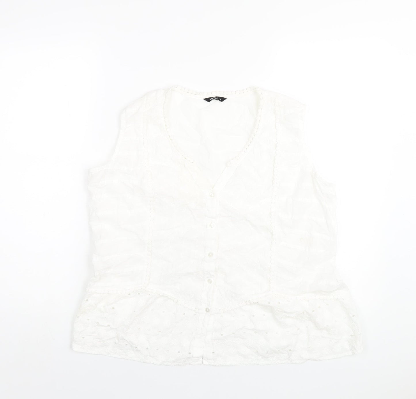 Womens UK Size 12 Roman White Basic T-Shirt
