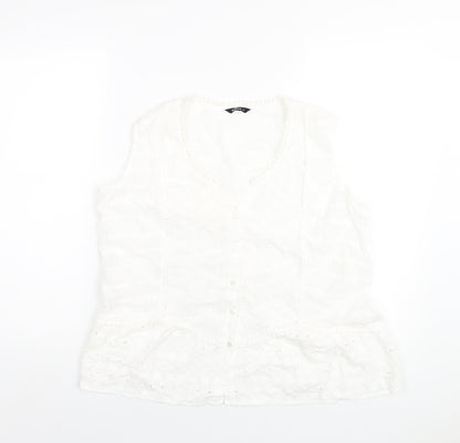 Womens UK Size 12 Roman White Basic T-Shirt