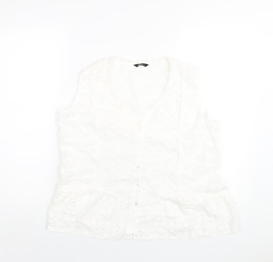 Womens UK Size 12 Roman White Basic T-Shirt