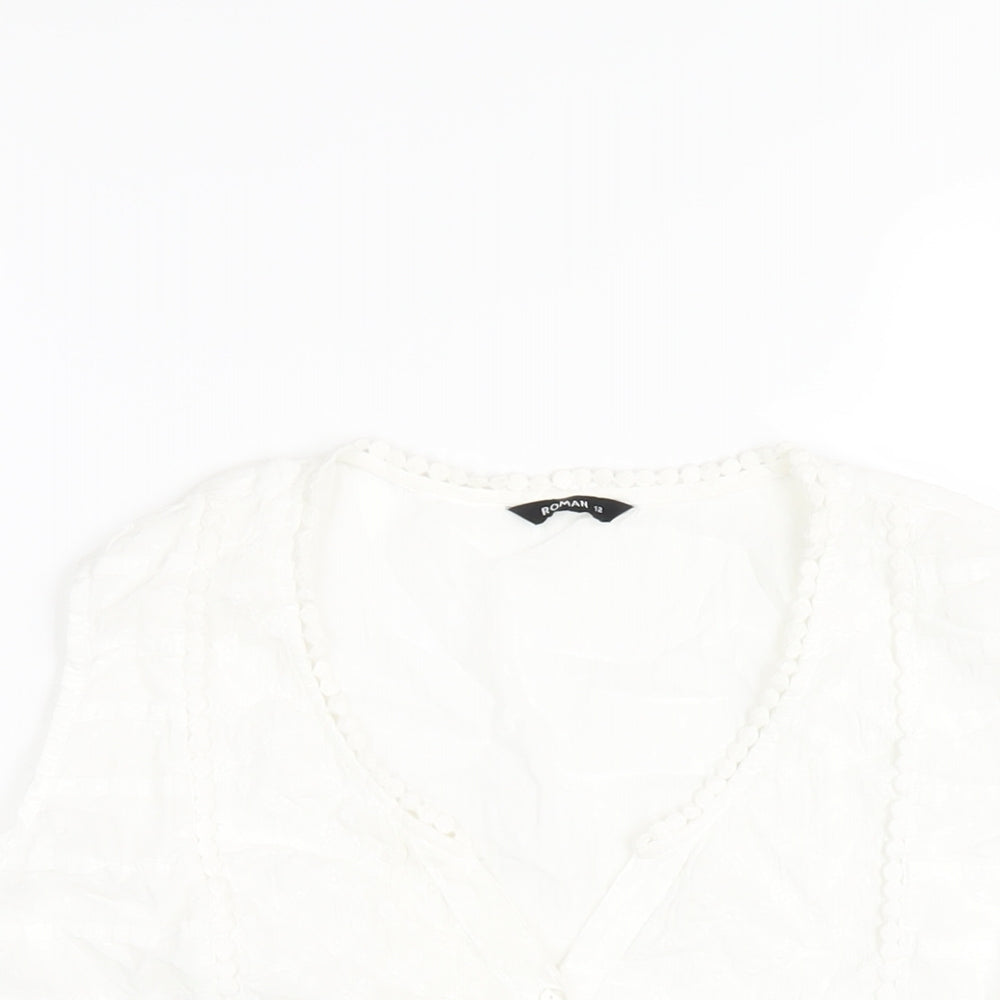 Womens UK Size 12 Roman White Basic T-Shirt