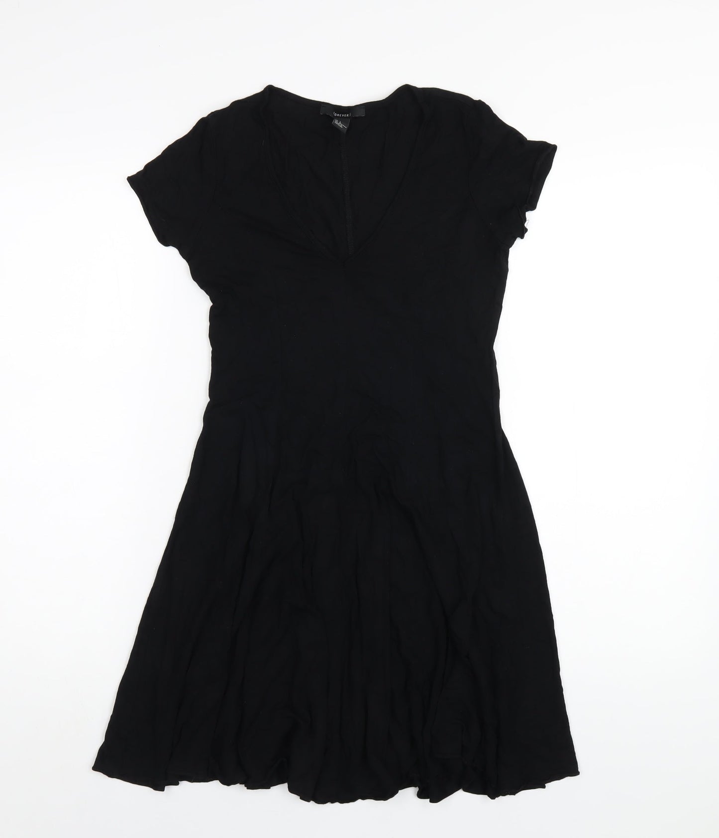 FOREVER 21 Womens Black Viscose A-Line Size S V-Neck Pullover