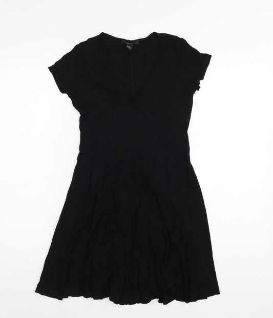 FOREVER 21 Womens Black Viscose A-Line Size S V-Neck Pullover