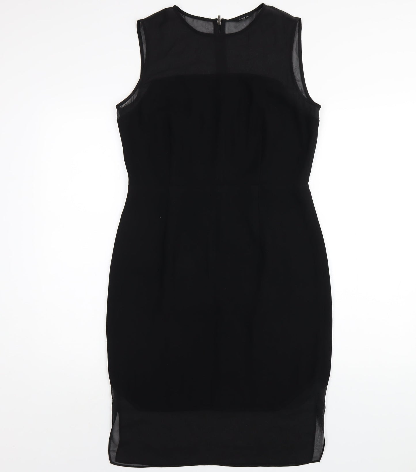 Autograph Womens Black Polyester Pencil Dress Size 10 Round Neck Zip