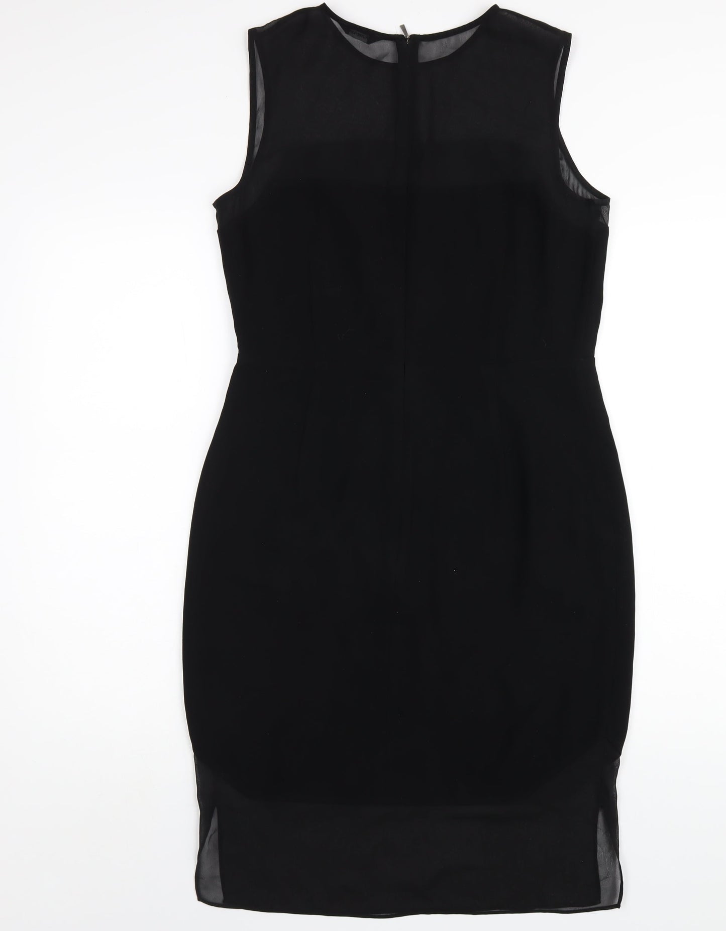 Autograph Womens Black Polyester Pencil Dress Size 10 Round Neck Zip