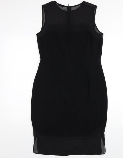 Autograph Womens Black Polyester Pencil Dress Size 10 Round Neck Zip